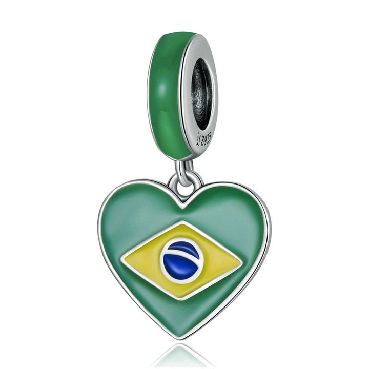 Berloque Coração Bandeira do Brasil